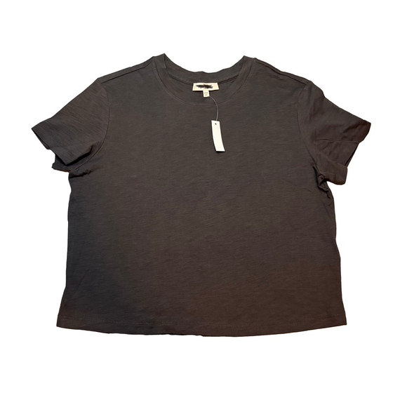 Madewell Soft Slub Boxy Cropped Tee Charcoal Pima Cotton XXS NWT - Picture 4 of 7